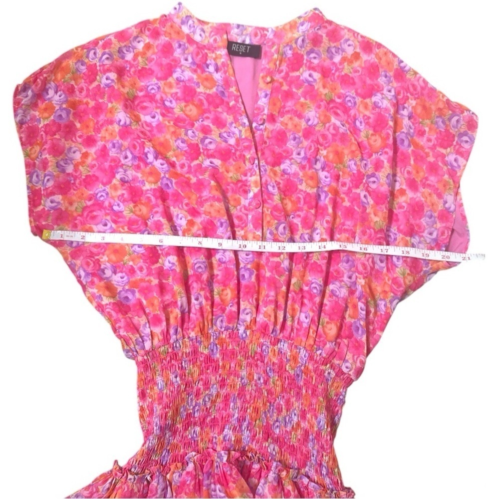 RESET by Jane Pink Smocked Ruffle Dress Size Medium - Picture 9 of 12